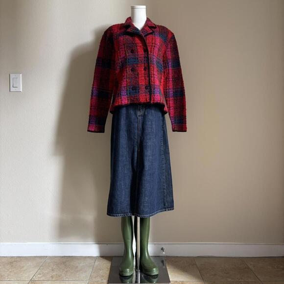 NWT vintage mohair blend red plaid jacket - Picture 7 of 8
